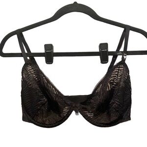 New Victoria’s Secret 32DD Unlined Demi Cup Black Lace Underwire Bra